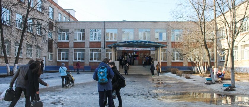 Гимназия №6, дети идут в школу, Ивантеевка, Московская область 